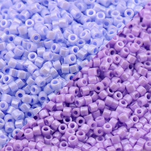 Glasperlen in verschiedenen Farben, 2 mm, kleine glänzende Glasperlen, lose Abstandshalter, für Bastelarbeiten, Perlen, Violett, 2 Packungen à 1600 Stück von Globellapro