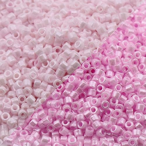 Glasperlen in verschiedenen Farben, 2 mm, kleine glänzende Glasperlen, lose Abstandshalter für Bastelarbeiten, Perlen, Rosa, 2 Packungen à 1600 Stück von Globellapro