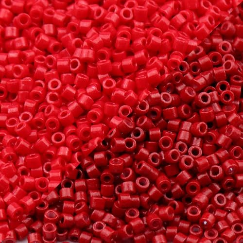Glasperlen in verschiedenen Farben, 2 mm, kleine glänzende Glasperlen, lose Abstandshalter für Bastelarbeiten, Perlen, Rot, 2 Packungen à 1600 Stück von Globellapro