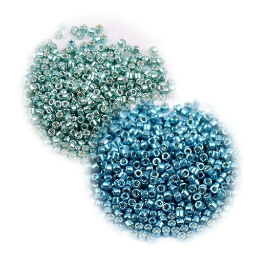 Glasperlen in verschiedenen Farben, 2 mm, kleine metallische Glasperlen, lose Abstandshalter für Bastelarbeiten, Bastelarbeiten, Perlen, Blau, 2 Packungen von Globellapro