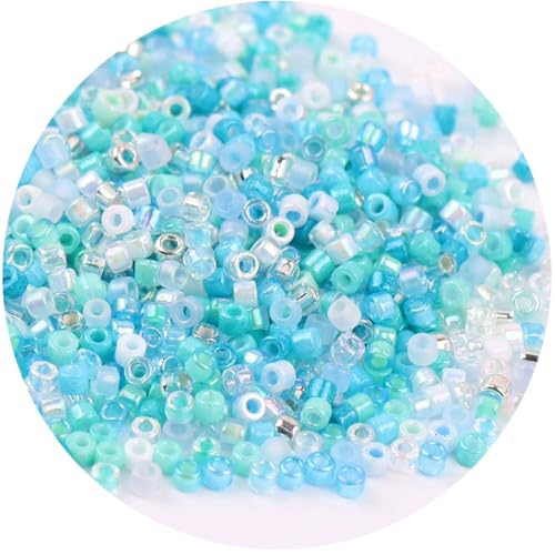 Glasperlen in verschiedenen Farben, 2 mm, lose Glas-Abstandshalter für Bastelarbeiten, Perlen, Hellblau, 1 Packung mit 720 Stück von Globellapro