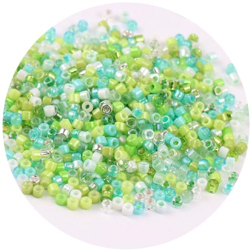Glasperlen in verschiedenen Farben, 2 mm, lose Glas-Abstandshalter für Bastelarbeiten, Perlen, Hellgrün, 1 Packung mit 720 Stück von Globellapro