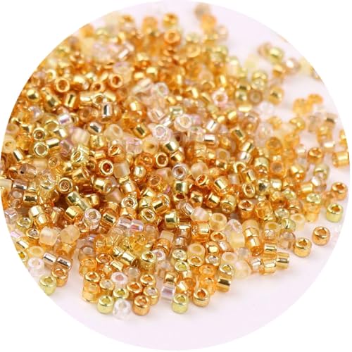 Glasperlen in verschiedenen Farben, 2 mm, lose Glasperlen für Bastelarbeiten, Perlen, Gold, 1 Packung mit 720 Stück von Globellapro