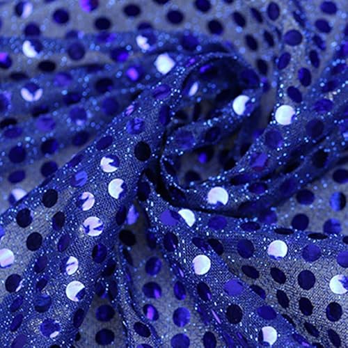 Paillettenstoff, 1,1 m x 1 m, marineblau, Pailletten, Glitzer, Polyester, Punkte, Netzstoff für Glitzerkleidung von Globellapro