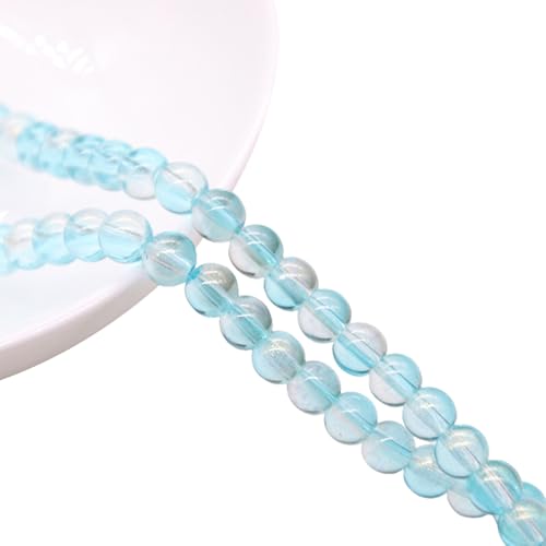 Runde Glasperlen mit Glitzerpulver, 6 mm, runde Kristallglasperlen für Bastelarbeiten, Blau, 1 Strang, 146 Stück Runde Glasperlen mit Glitzerpulver, 6 mm, runde Kristallglasperlen für Bastelarbeiten, Blau, 1 Strang, 146 Stück von Globellapro