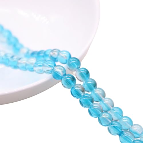 Runde Glasperlen mit Glitzerpulver, 6 mm, runde Kristallglasperlen für Bastelarbeiten, Dunkelblau, 1 Strang, 146 Stück von Globellapro