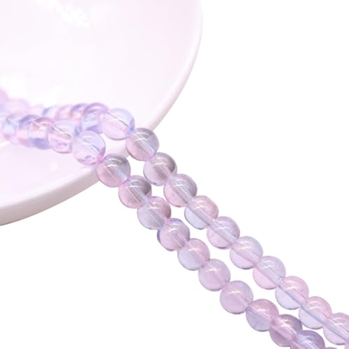 Runde Glasperlen mit Glitzerpulver, 6 mm, runde Kristallglasperlen für DIY-Perlen, Hellblau und Violett, 1 Strang, 146 Stück von Globellapro