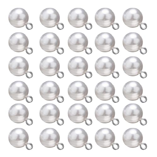 Runde Perlenknöpfe zum Nähen, 18 mm, Kunststoff, weiße Perlenknöpfe mit Messingschaft, dekorativer Knopf für Hemden, Kleider, 30 Stück Runde Perlenknöpfe zum Nähen, 18 mm, Kunststoff, weiße Perlenknöpfe mit Messingschaft, dekorativer Knopf für Hemden, Kleider, 30 Stück von Globellapro