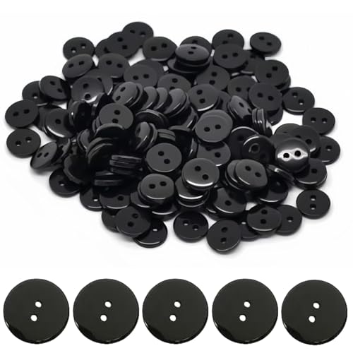 Runde schwarze Knöpfe aus Kunstharz, 12,5 mm, 2 Löcher, Nähknöpfe zum Nähen, Basteln, 300 Stück Runde schwarze Knöpfe aus Kunstharz, 12,5 mm, 2 Löcher, Nähknöpfe zum Nähen, Basteln, 300 Stück von Globellapro