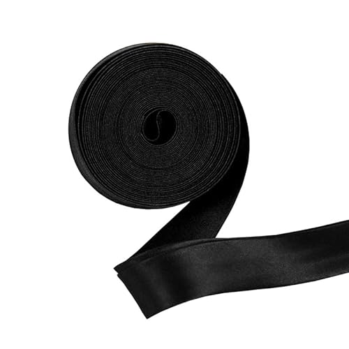 Schrägband aus Satin, 5 m, schwarz, 2,5 cm breit, zum Nähen von Stoffkanten von Globellapro
