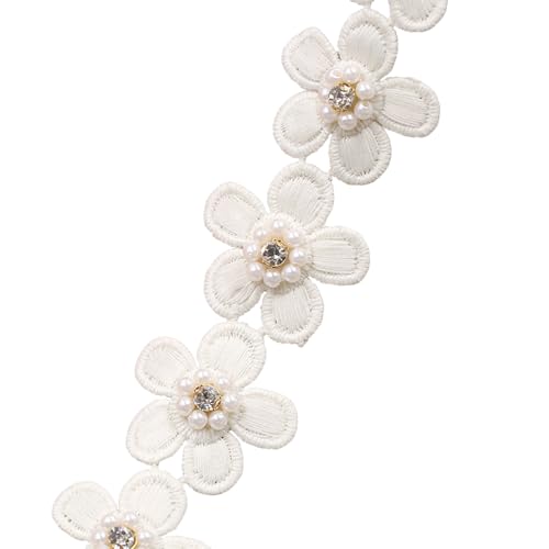 Spitzenband aus Polyester, mit Perlen, Strass, zum Nähen, Basteln, Dekoration, 3,8 cm x 1 m, Beige Spitzenband aus Polyester, mit Perlen, Strass, zum Nähen, Basteln, Dekoration, 3,8 cm x 1 m, Beige von Globellapro
