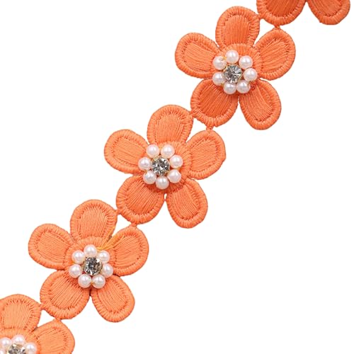 Spitzenband aus Polyester, mit Perlen, Strass, zum Nähen, Basteln, Dekoration, 3,8 cm x 1 m, Orange Spitzenband aus Polyester, mit Perlen, Strass, zum Nähen, Basteln, Dekoration, 3,8 cm x 1 m, Orange von Globellapro