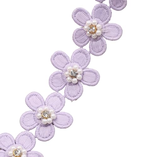 Spitzenband aus Polyester, mit Perlen, Strass, zum Nähen, Basteln, Dekoration, 3,8 cm x 1 m, Violett Spitzenband aus Polyester, mit Perlen, Strass, zum Nähen, Basteln, Dekoration, 3,8 cm x 1 m, Violett von Globellapro