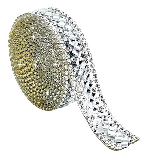 Weiße Strass-Diamantbänder mit quadratischem Diamant, 1,2 cm breit, selbstklebende Glas-Strass-Streifen, glänzende Edelstein-Kristall-Rolle für selbstgemachte Glitzer-Dekoration, 91 cm Weiße Strass-Diamantbänder mit quadratischem Diamant, 1,2 cm breit, selbstklebende Glas-Strass-Streifen, glänzende Edelstein-Kristall-Rolle für selbstgemachte Glitzer-Dekoration, 91 cm von Globellapro
