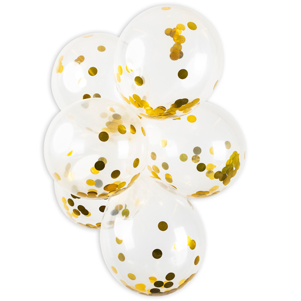 Konfetti Luftballons in gold, 6er Pack, 30cm von Globos Europe BV