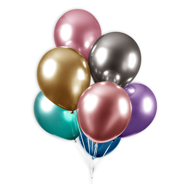 Bunte Luftballons mit Spiegeleffekt, 10 Stk., 30cm von Globos Nordic