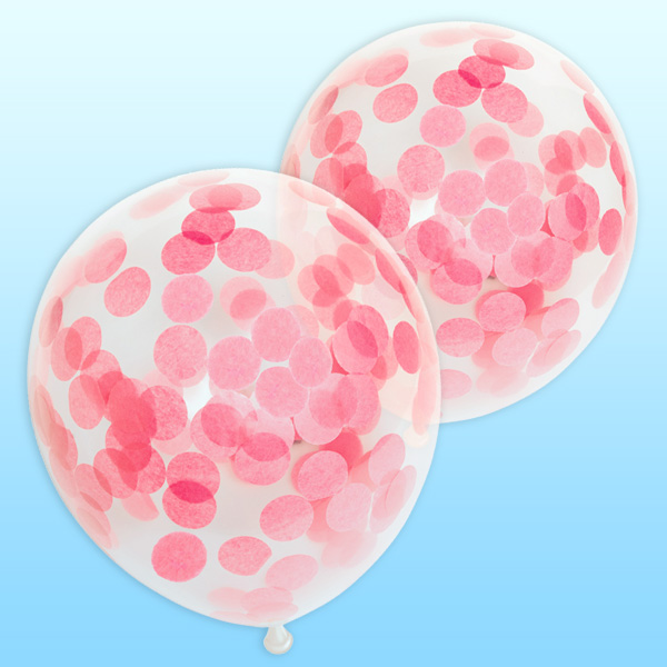 Konfetti Luftballons pink, 6 pinke Konfettiballons für Deko, 30cm von Globos Nordic