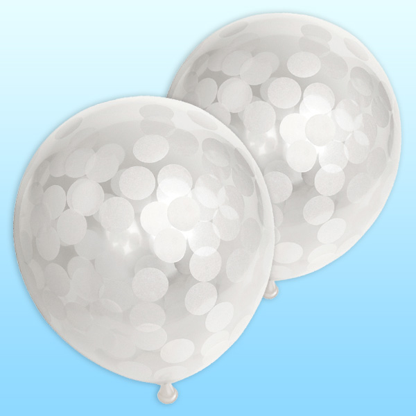 Konfettiballons in weiß, 6 Stk., 30cm Konfettiballons in weiß, 6 Stk., 30cm von Globos Nordic