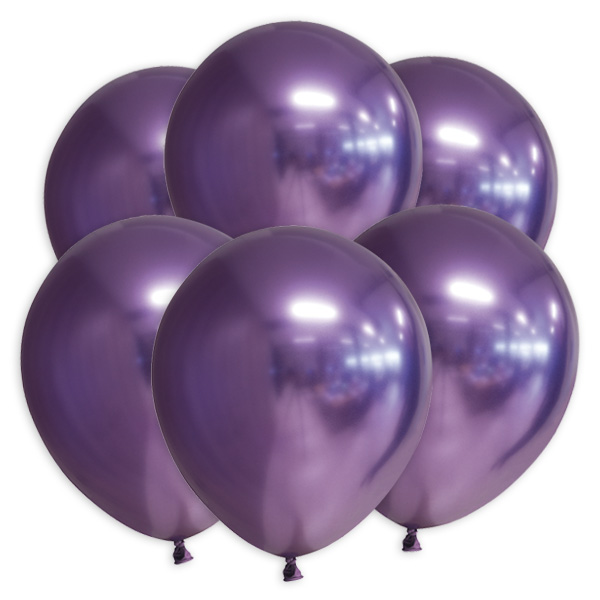 Lila Luftballons mit Spiegeleffekt, 10 Stk., 30cm von Globos Nordic