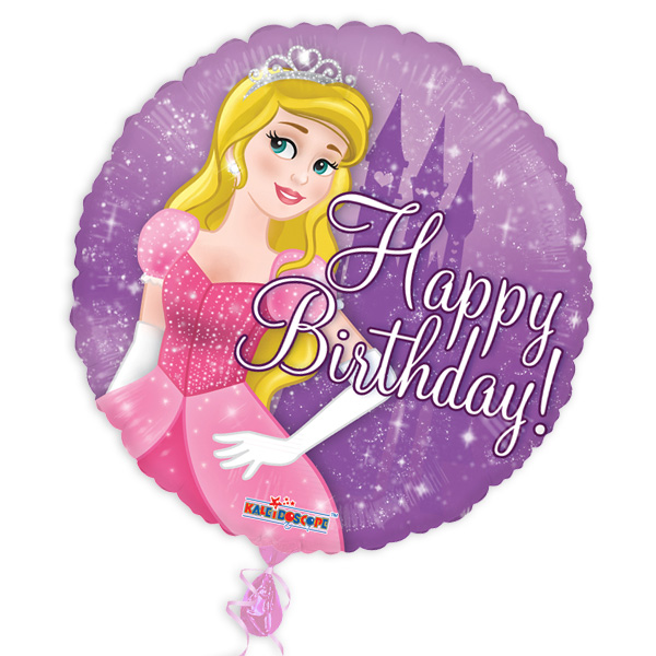 Runder Happy Birthday-Folienballon mit Prinzessinnenmotiv, 35cm von Globos Nordic