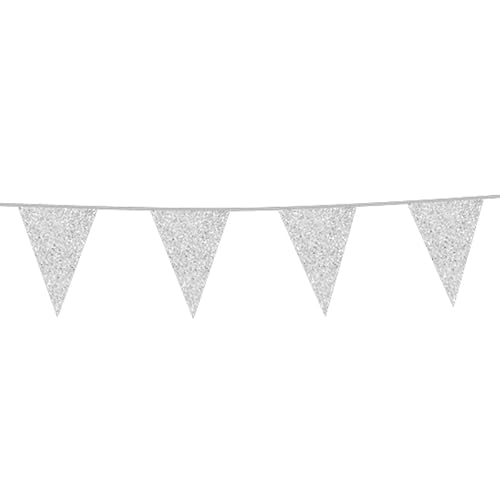 Glitzer Wimpelkette Silber 6m Glitzer Wimpelkette Silber 6m von Globos