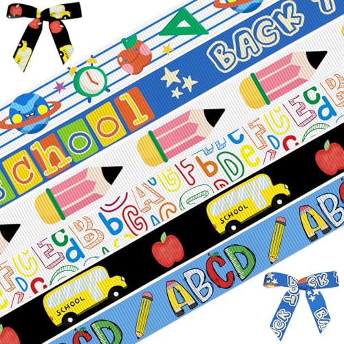 Glodecart Ripsband zum Verpacken von Geschenken, Schulthema, Ripsband für Geschenkverpackungen, DIY, Kindergarten, Vorschule, Dekoration, Alphabet-Bleistiftband für Partyzubehör, 0,95 cm x 18 m, 6 Glodecart Ripsband zum Verpacken von Geschenken, Schulthema, Ripsband für Geschenkverpackungen, DIY, Kindergarten, Vorschule, Dekoration, Alphabet-Bleistiftband für Partyzubehör, 0,95 cm x 18 m, 6 von Glodecart