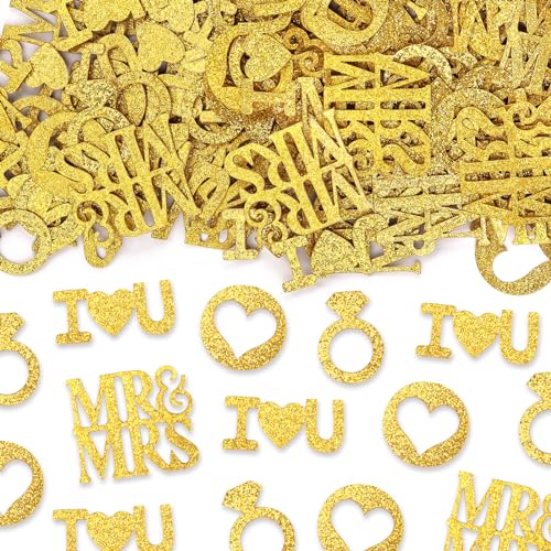 Glodecart Tischkonfetti für Hochzeiten, für Partys, goldene Glitzerringe, Herr und Frau, Herz-Tischkonfetti, Streuung für Hochzeitszeremonie, Valentinstag, Dekoration, Tischdekoration, Partyzubehör, Glodecart Tischkonfetti für Hochzeiten, für Partys, goldene Glitzerringe, Herr und Frau, Herz-Tischkonfetti, Streuung für Hochzeitszeremonie, Valentinstag, Dekoration, Tischdekoration, Partyzubehör, von Glodecart