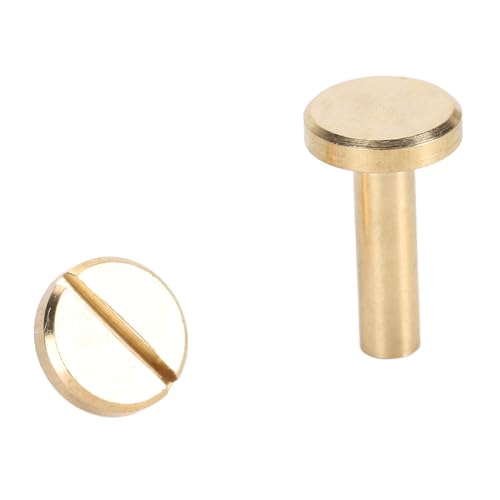 Glomora 50 Set Bindung Niete runde Flachkopf -Messingschlitzschraube, Nieten für Gürtelbeutel Brieftaschen Schuhe Jacken Leder Stoff DIY Befestigung (10x6mm) (10x8mm) (10x10mm) (10x12mm / von Glomora