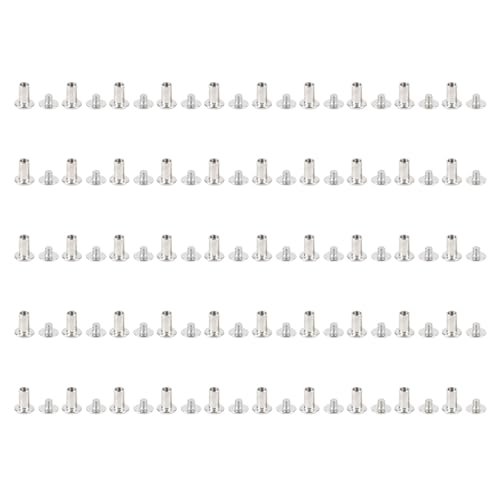 Glomora 50 Sets Nieten und Schrauben M4 5x9x9.5mm Edelstahl Flacher Rundkopf Nieten Nieten Set zum Binden und Dekorieren von Glomora