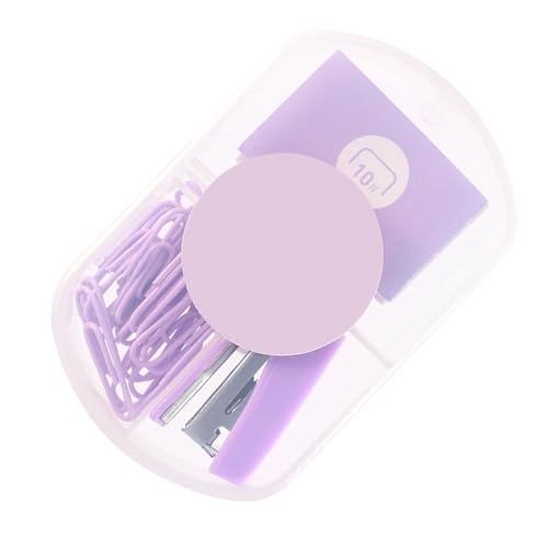 Glomora Hefter Kombination,Mini Mühelose Desktop Hefter mit Heftklammer und Büroklammer Handhefter für Büro Schule(Purple) von Glomora