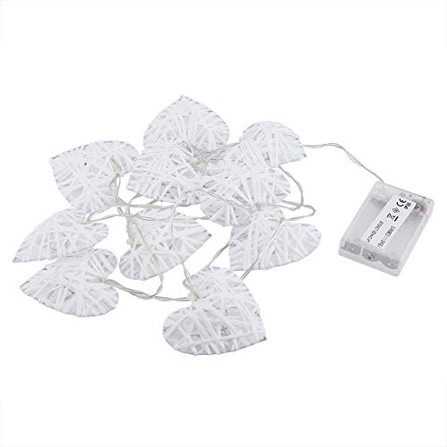 Glomora Herz-LED-Lichter,10-teilige Warme Rattan-Laternen-Lichterkette LED Lichterkette mit Batteriebetrieb,Rücklichter Für Schlafzimmer Hochzeitsfeier Dekoration von Glomora