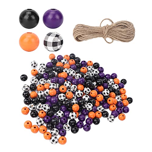 Glomora Holzkugeln mit Loch, runden Holzkugeln Holzperlen für die Fädeln von Holzperlen für DIY -Handwerksschmuck Makrame Armband Halskette 200pcs (Lila und schwarz) von Glomora