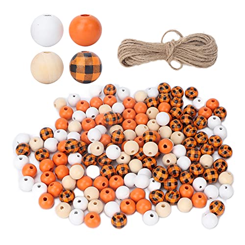 Glomora Holzkugeln mit Loch, runden Holzkugeln Holzperlen für die Fädeln von Holzperlen für DIY -Handwerksschmuck Makrame Armband Halskette 200pcs (Orange) von Glomora