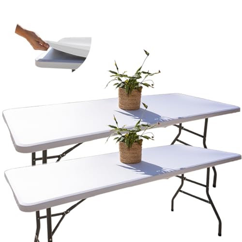 2 Tischdecken Abwaschbar 182x76, Weiß, Rechteckig, Wasserabweisend und Elastisch, Tischdecke mit Gummizug, Outdoor-tischdecke, Camping und Esszimmer, Tischdecke Hochzeit und Terrasse 2 Tischdecken Abwaschbar 182x76, Weiß, Rechteckig, Wasserabweisend und Elastisch, Tischdecke mit Gummizug, Outdoor-tischdecke, Camping und Esszimmer, Tischdecke Hochzeit und Terrasse von Glop