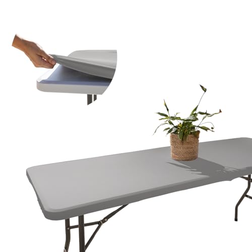 Tischdecke mit Gummizug Rechteckig 182x76 cm, Abwaschbare Gartentischdecke Grau, Wetterfest & rutschfest, Perfekt für Outdoor, Camping & Stehtische Tischdecke mit Gummizug Rechteckig 182x76 cm, Abwaschbare Gartentischdecke Grau, Wetterfest & rutschfest, Perfekt für Outdoor, Camping & Stehtische von Glop