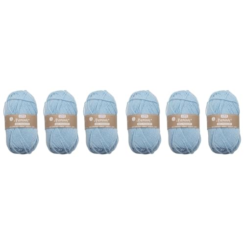 GLOREX 5 1001 50-3er Set Premium Wolle aus 100% Acryl, je 50 g in Hellblau, leicht zu verarbeiten, vielseitig einsetzbar, wärmend, weich, nicht kratzend (Packung mit 2) von Glorex