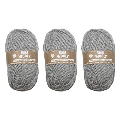GLOREX 5 1002 51 - 3er Set Strickgarn Wooly aus 70 % Acryl & 30 % Wolle, je 50 g grau meliert, sehr weich, wärmend, angenehm zu tragen GLOREX 5 1002 51 - 3er Set Strickgarn Wooly aus 70 % Acryl & 30 % Wolle, je 50 g grau meliert, sehr weich, wärmend, angenehm zu tragen von GLOREX