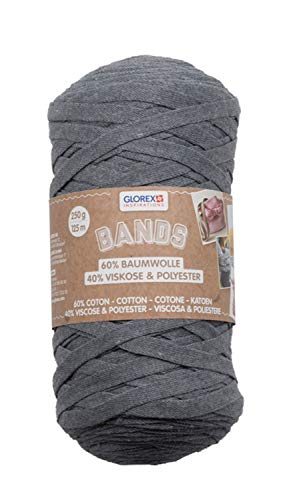 GLOREX 5 1005 05 - Bands Makramee, superweiches Textilgarn aus 60 % Baumwolle / 40 % Viskose, zum Häkeln, Stricken, Knüpfen und textilen Gestalten, 250 g, ca. 125 m, grau GLOREX 5 1005 05 - Bands Makramee, superweiches Textilgarn aus 60 % Baumwolle / 40 % Viskose, zum Häkeln, Stricken, Knüpfen und textilen Gestalten, 250 g, ca. 125 m, grau von GLOREX