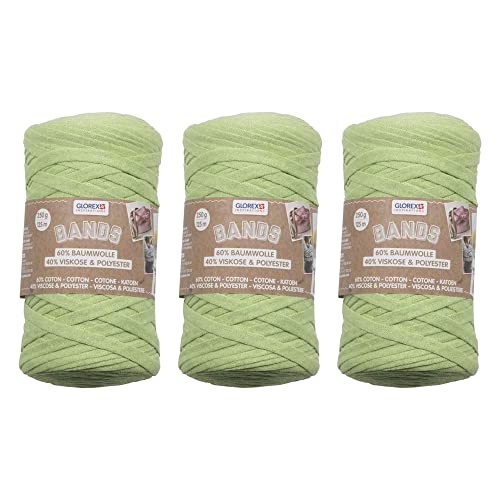 GLOREX 5 1005 56 - 3er Set Bands Makramee aus 60 % Baumwolle & 40 % Viskose, je 250 g in Grün, ca. 125 m superweiches Textilgarn GLOREX 5 1005 56 - 3er Set Bands Makramee aus 60 % Baumwolle & 40 % Viskose, je 250 g in Grün, ca. 125 m superweiches Textilgarn von GLOREX