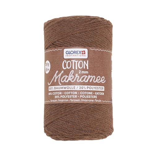 GLOREX 5 1008 31 - Makramee Cotton 2 mm, 250 g, Braun, Länge 225 m, dreifachgedrehtes Baumwollgarn, 100 % Baumwolle, zum Häkeln, Stricken, Knüpfen und Gestalten GLOREX 5 1008 31 - Makramee Cotton 2 mm, 250 g, Braun, Länge 225 m, dreifachgedrehtes Baumwollgarn, 100 % Baumwolle, zum Häkeln, Stricken, Knüpfen und Gestalten von Glorex