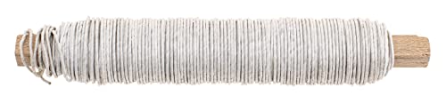 GLOREX 6 1280 220 - Papierwickeldraht aufgewickelt 0,8 mm, Länge 22 m, weiß, zum Basteln und Binden von Gestecken und Kränzen von Glorex