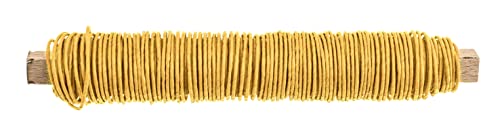 GLOREX 6 1280 221 - Papierwickeldraht aufgewickelt 0,8 mm, Länge 22 m, gelb, zum Basteln und Binden von Gestecken und Kränzen von Glorex