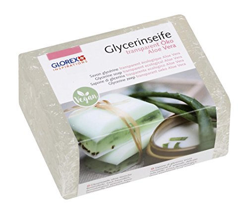 GLOREX 6 1600 161 - Glycerinseife Öko mit Aloe Vera, transparente Seife auf hautneutraler Basis, dermatologisch getestet, 100 % Vegan, 500 g Block als Grundlage zum Seifengießen von Glorex