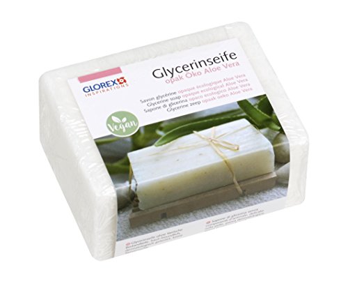 GLOREX 6 1600 171 - Glycerinseife Öko mit Aloe Vera, opake Seife auf hautneutraler Basis, dermatologisch getestet, 100 % Vegan, 500 g Block als Grundlage zum Seifengießen von Glorex