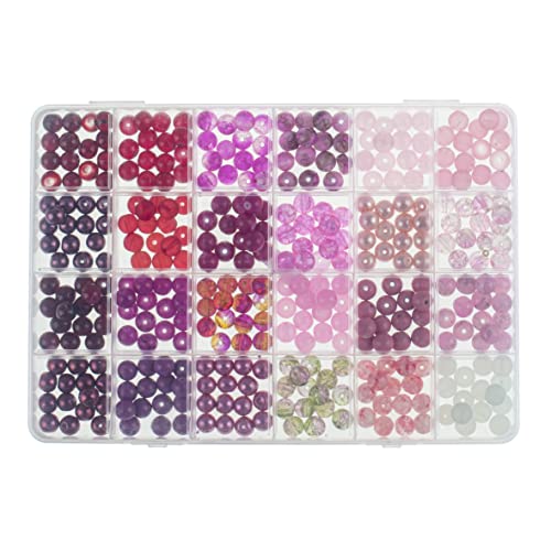 GLOREX 6 1630 341 - Glasperlen Schmuckset, in Aufbewahrungsbox, rot und pink sortiert, ideal geeignet zur Gestaltung von Schmuck, Armbändern, Halsketten, Accessoires oder als Dekoration von GLOREX