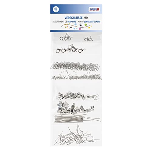 GLOREX 6 1630 350 – Verschlüsse-Mix aus Metall, ca. 370 Verschlüsse in 8 unterschiedlichen Sorten, zur Schmuckherstellung, ideal für Armbänder, Ohrringe und Ketten GLOREX 6 1630 350 – Verschlüsse-Mix aus Metall, ca. 370 Verschlüsse in 8 unterschiedlichen Sorten, zur Schmuckherstellung, ideal für Armbänder, Ohrringe und Ketten von GLOREX