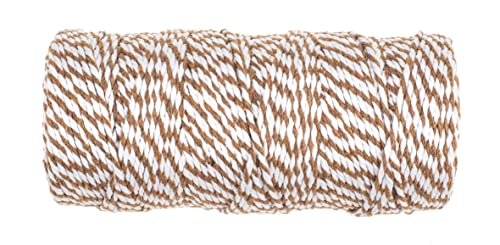GLOREX 6 1630 381 - Baumwollkordel in Braun-Weiß, Kordel 2 mm x 100 m, zum Verpacken von Geschenken, Bastelschnur, Hobbygarn, Schmuckbänder von Glorex