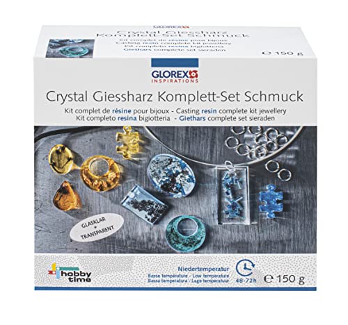GLOREX 6 2101 520 - Crystal Gießharz-Komplettset zur Herstellung von individuellem Schmuck aus Harz, in unterschiedlichen Farben und Formen, eine kreative Geschenkidee von Glorex