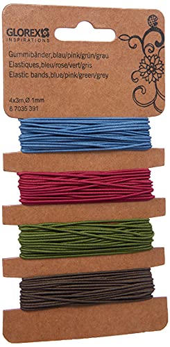 GLOREX 6 7035 391 Gummibänder, 4x3m Ø 1mm blau/pink/grün/grau, Mehrfarbig, One Size GLOREX 6 7035 391 Gummibänder, 4x3m Ø 1mm blau/pink/grün/grau, Mehrfarbig, One Size von GLOREX