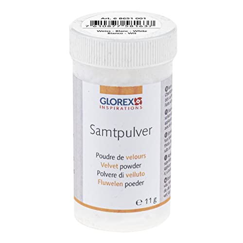 GLOREX 6 8651 001 - Samtpulver, 11 g, weiß, zur Veredlung und Gestaltung von Schmuck, Dekoration und für Bastelarbeiten geeignet von GLOREX
